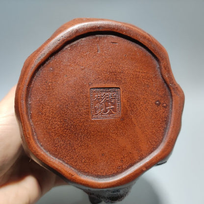 Vintage Chinese Yixing Purple Clay Teapot Zisha Ceremony Carving Collectible Art