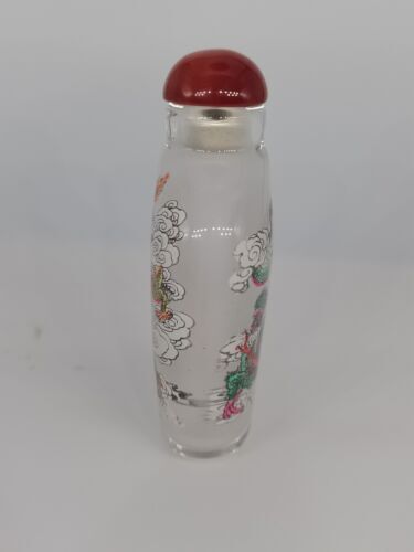 Chinese Old Beijing Glaze Inside Painting Snuff Bottle Painted Dragon Pattern