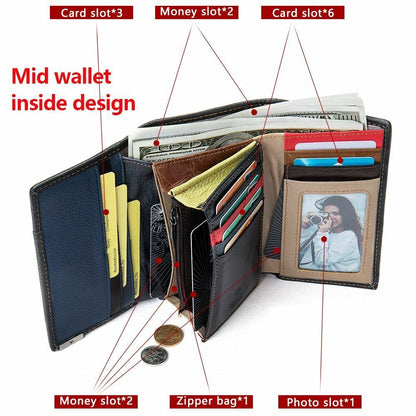 Women Long Medium Size Wallet Genuine Leather Patchwork Ladies Zipper Clutch Bag