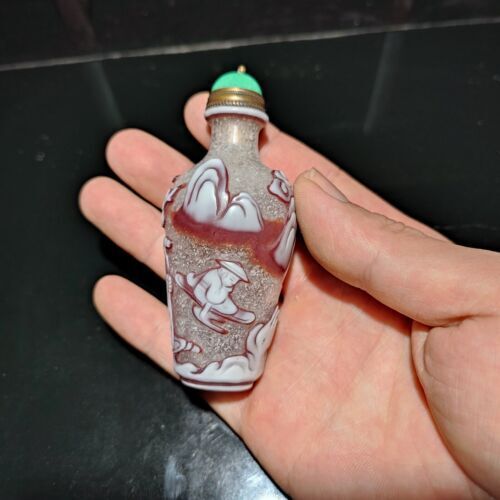 chinese glaze beauty glazed antique glass snuff bottle Collectibles Figure-story