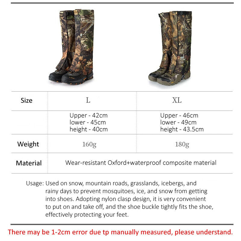 Hiking Leg Gaiter Oxford Fabric Waterproof Wear-Resistant Outdoor Hunting Warmer
