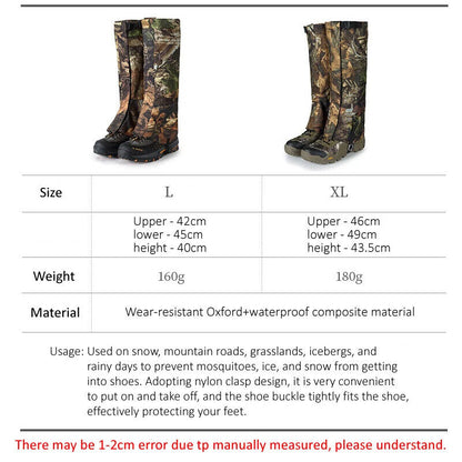 Hiking Leg Gaiter Oxford Fabric Waterproof Wear-Resistant Outdoor Hunting Warmer