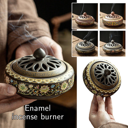 Chinese Incense Burner Ceramic Incense Bowl Indoor Buddhist Home Decor Tearoom