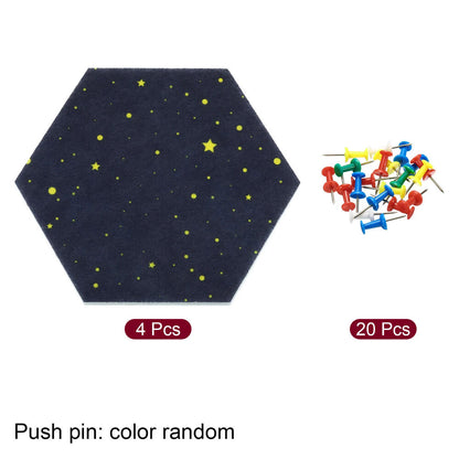 Message Board 4Pcs Felt Hexagon Tile Cork Self Adhesive Pin Sticky Notes Display