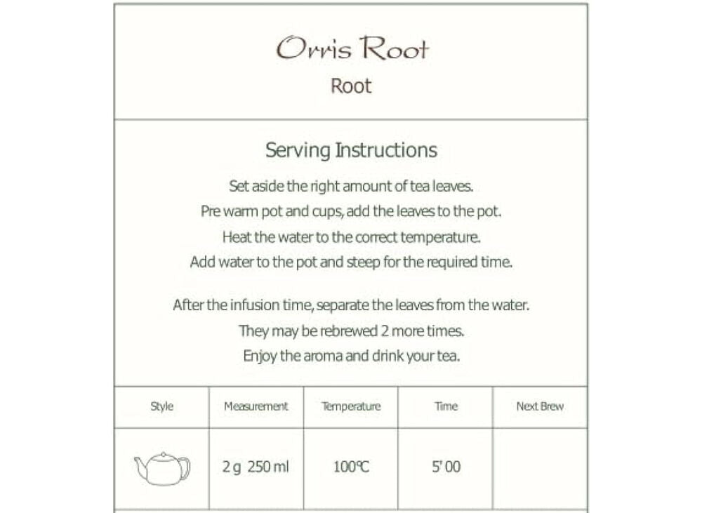 Orris Root Iris Root - Dried Herbal Tea Orris Root Dried Orris Root Tea 50g