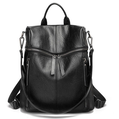 100% Genuine Leather Women's Backpack Travel Bag School Rucksack Crossbody Bag