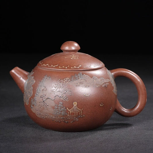 Vintage China Yixing Purple Clay Teapot Zisha Ceremony Fashion Landscape Teaware