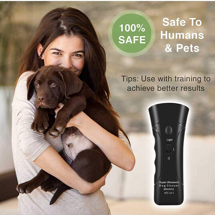 Pet Dog Repeller Anti Barking Stop Bark LED Ultrasonic Dogs Training Device