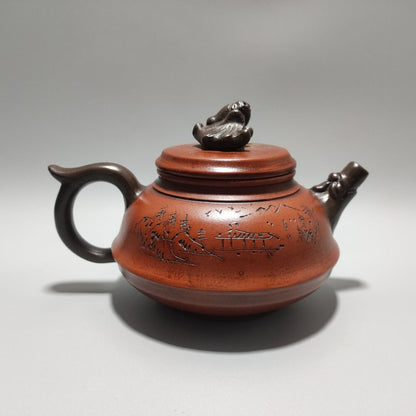 Vintage Chinese Yixing Purple Clay Teapot Zisha Ceremony Carving Collectible Art
