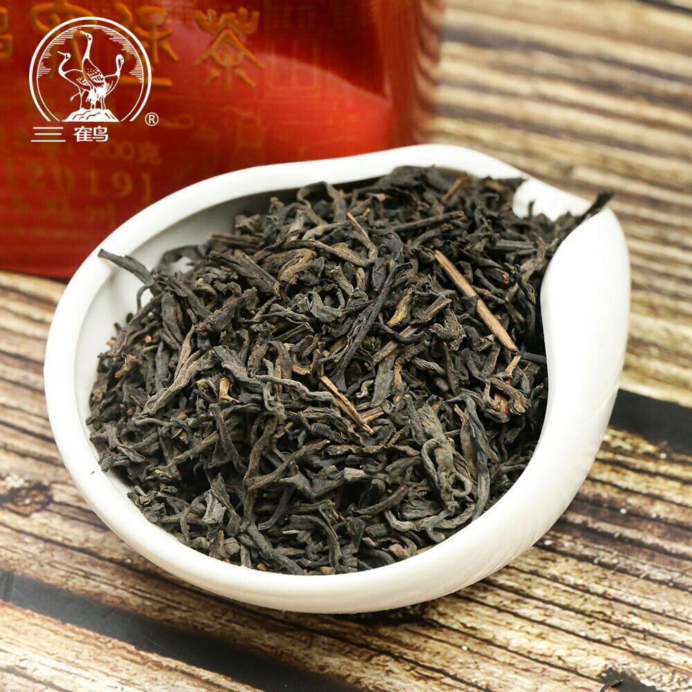 Three Cranes Sanhe Liu Bao Tea Dark Tea Heicha Wuzhou Teas Red Jar 200g