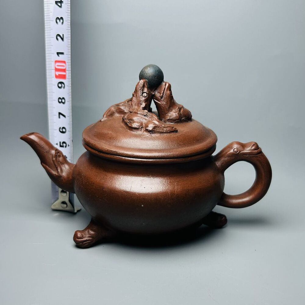 Vintage Chinese Yixing Purple Clay Teapot Zisha Ceremony Carving Collectible Art