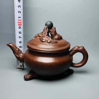 Vintage Chinese Yixing Purple Clay Teapot Zisha Ceremony Carving Collectible Art