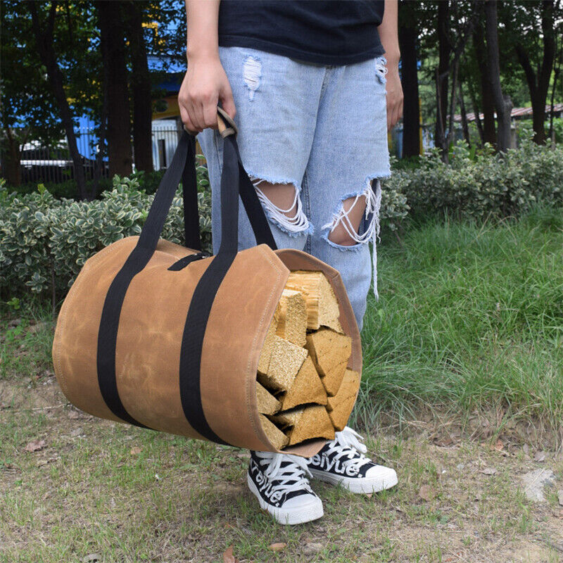 Canvas Heavy Duty Canvas Firewood Handling Tote Bag Firewood Storage Bag NEW