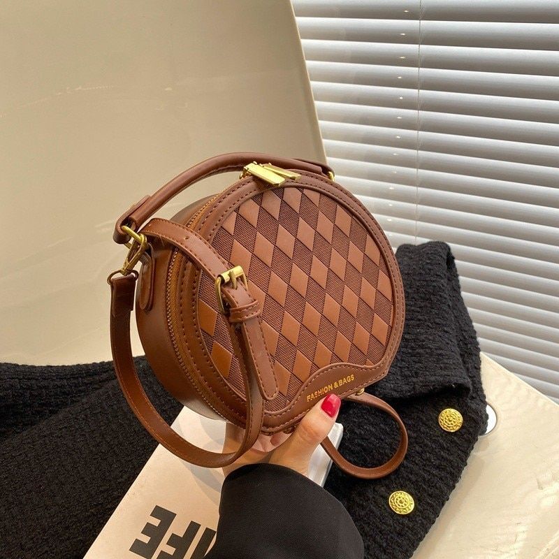 Crossbody Bag Vintage Leopard Print Synthetic Messenger Round Purse Shoulder Bag
