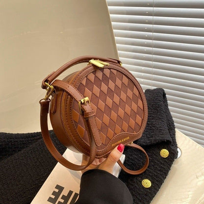 Crossbody Bag Vintage Leopard Print Synthetic Messenger Round Purse Shoulder Bag