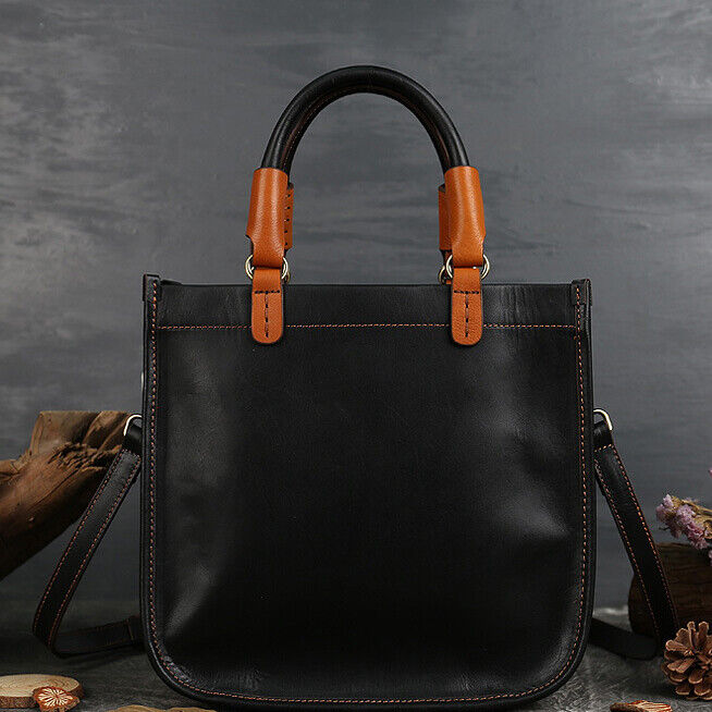 Womens 100% Genuine Leather Retro Handbag Cowhide Leather Crossbody Shoulder Bag