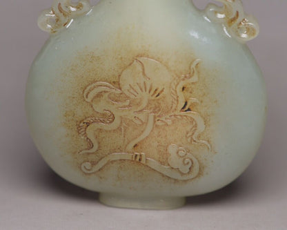 Vintage Chinese Antique Hetian Jade Carved Figure Story Statue Nice Snuff Bottle