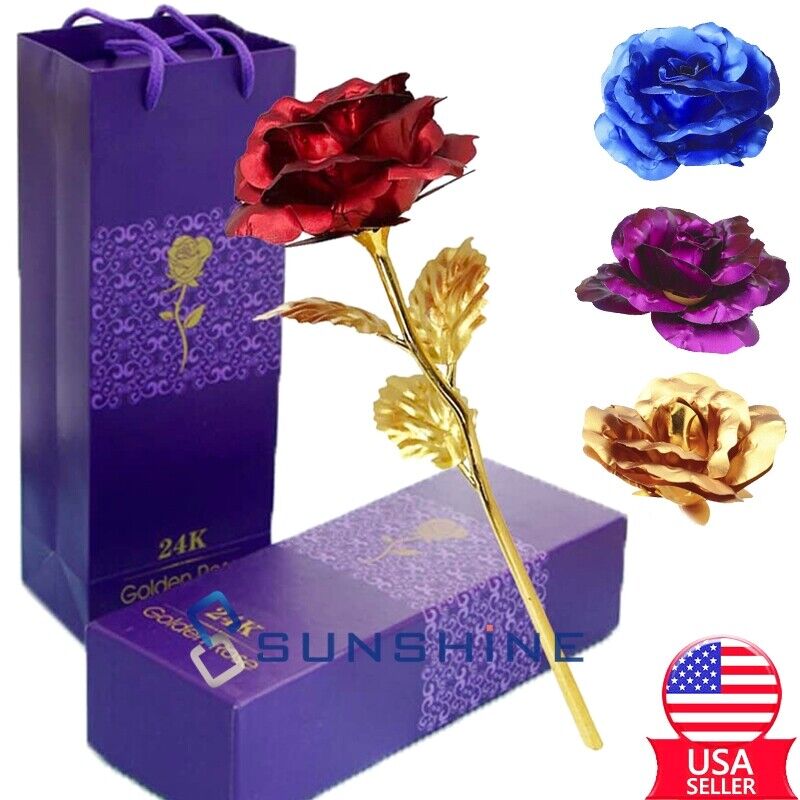 Gold Plated Real Rose 24K Dipped Flower Valentine's Day Love Gift For Her Decor