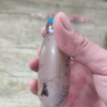 Vintage Chinese Glass Snuff Bottle With Inside Painting Viper Rare Exquisite Art