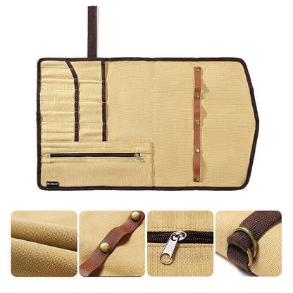 Outdoor Tableware Storage Bag Hanging Roll Bags Camping Picnic Kitchen Canvas