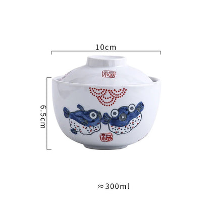 Japanese Ceramic 4.25 Inch Stew Pot Lid Steam Soup Bowl Steaming Cup Slow Cooker -