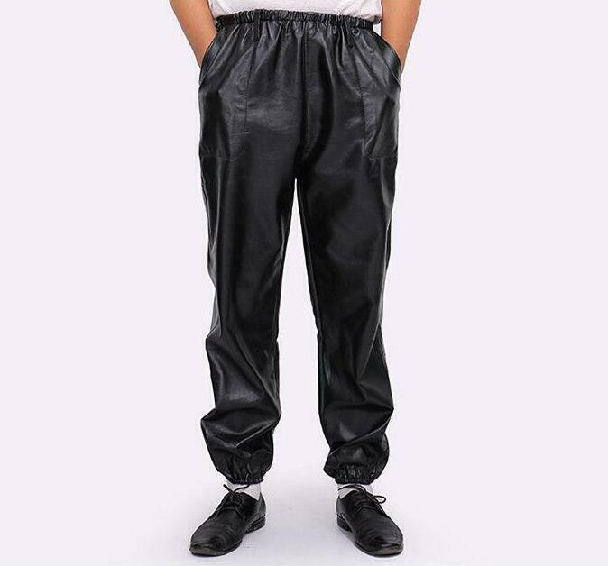 Mens Faux Leather Pants Fashion Motorcycle Loose Fit Work Winter Trousers New #