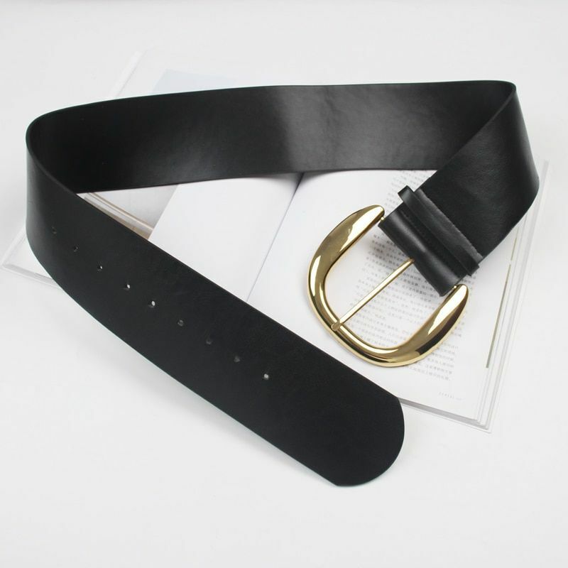 Women Vintage Waist Belts Metal Buckle Luxury Dress Wide PU Waistbands 111x7.8cm