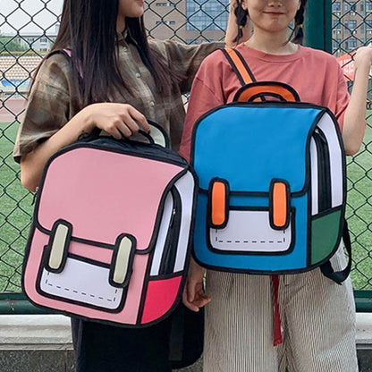 Women Backpack Cartoon School Bag Comic Bookbag Teenager Girls
