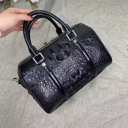 Black Real Crocodile Skin Leather Pillow Bag, Desinger Women's Sling Shouler Bag