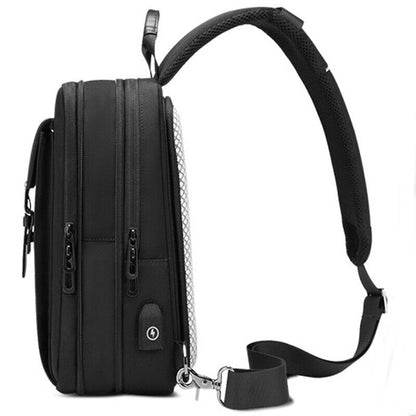 Men's Sling Backpack Oxford cloth Waterproof Crossbody Bag USB Port Sport Bags