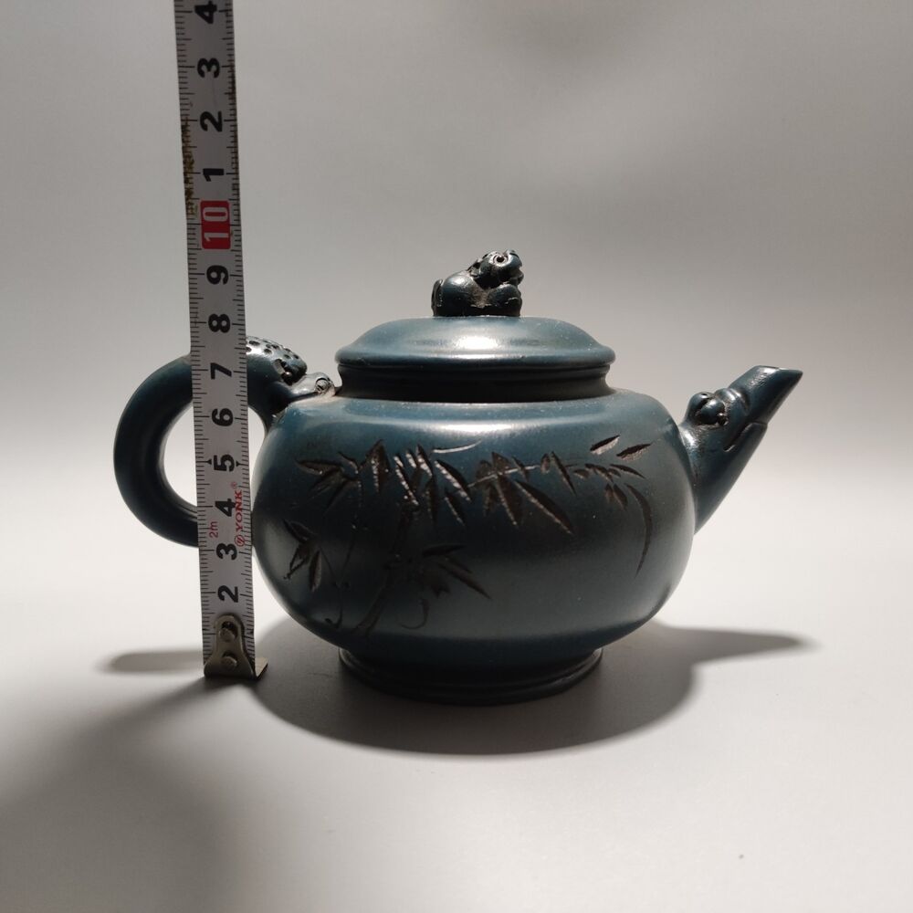 Vintage Chinese Yixing Purple Clay Teapot Zisha Ceremony Carving Collectible Art