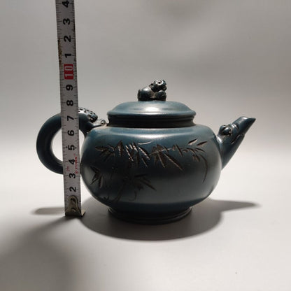 Vintage Chinese Yixing Purple Clay Teapot Zisha Ceremony Carving Collectible Art