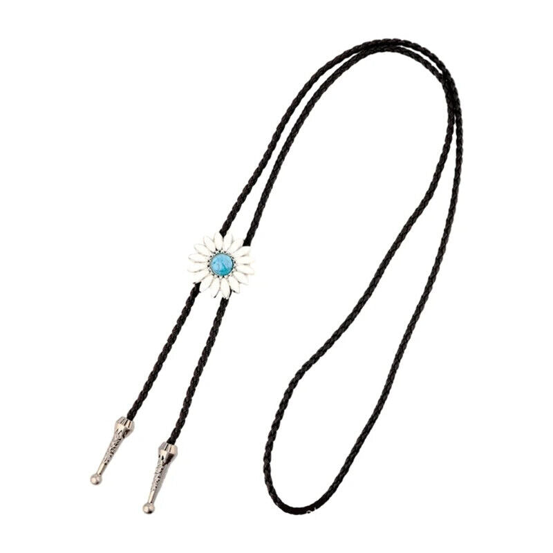 Men Bolo Tie Alloy Polyester Cowboy Flower Gemstones Shirts Sweaters Accessories