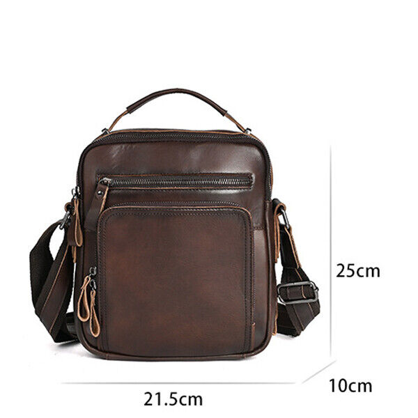Men's Real Cow Leather Vintage Messenger/Shoulder Bag Crossbody Bag 8" Handbags