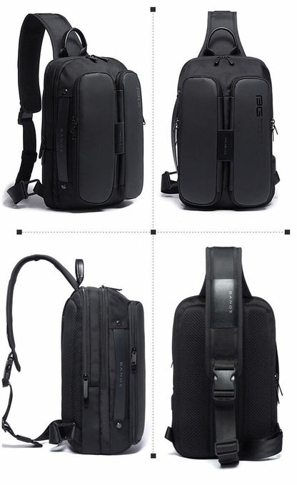 USB Charging Port Water Resistant Nylon Sling bag Chest Pack Backpack Business