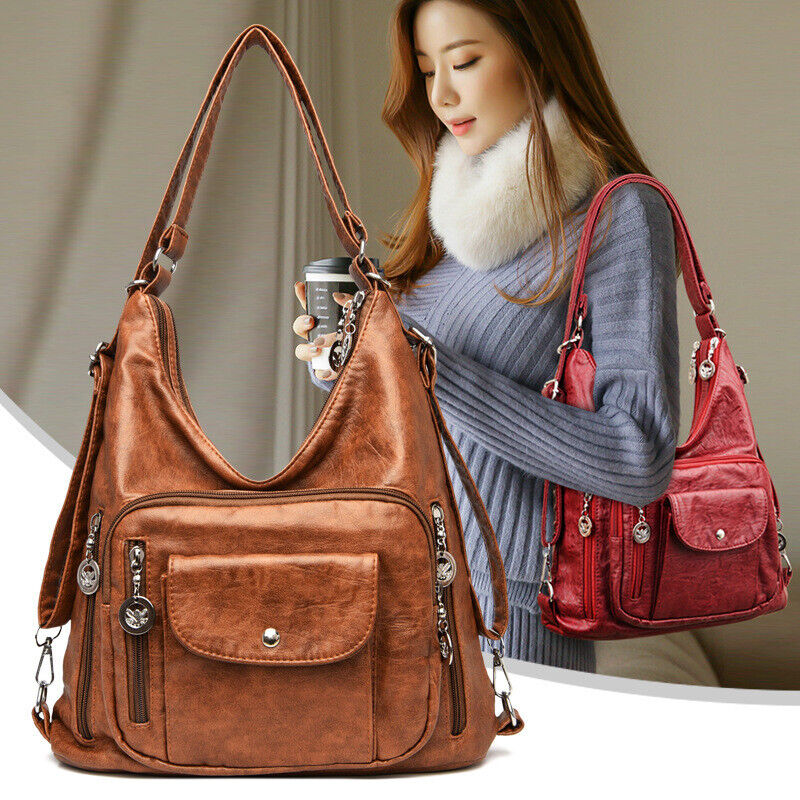 New Womens PU Leather Handbag Vintage Crossbody Shoulder Bag Female Casual Tote
