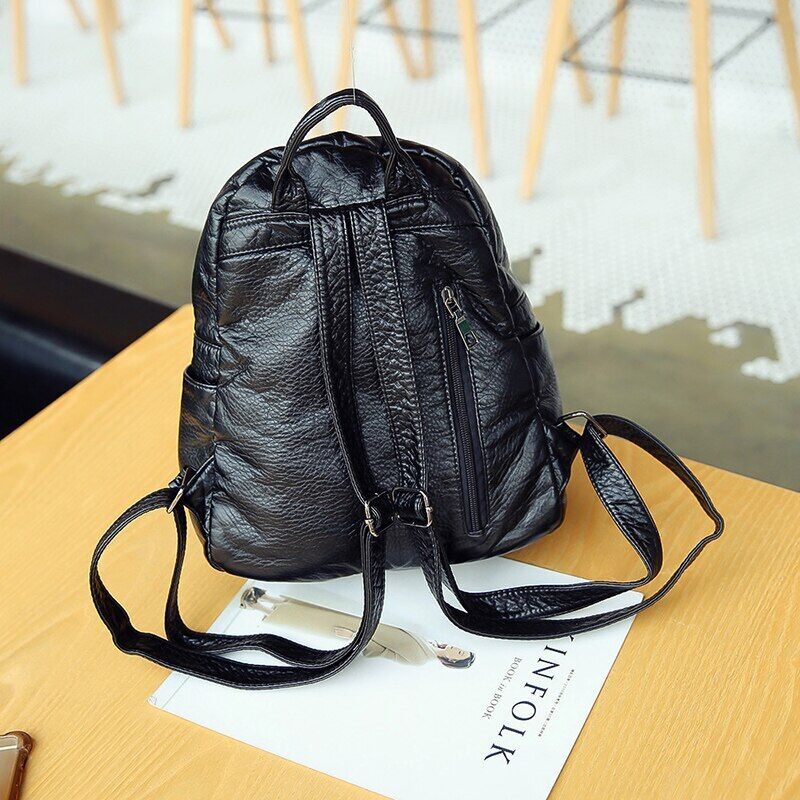 Pu Leather Women Backpack Student School Bag Travel Backpack Shoulder Bag
