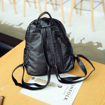 Pu Leather Women Backpack Student School Bag Travel Backpack Shoulder Bag