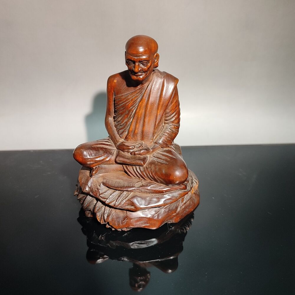 vintage wooden buddha zen chinese antique carvings wood carved boxwood Figurines