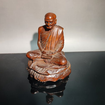 vintage wooden buddha zen chinese antique carvings wood carved boxwood Figurines