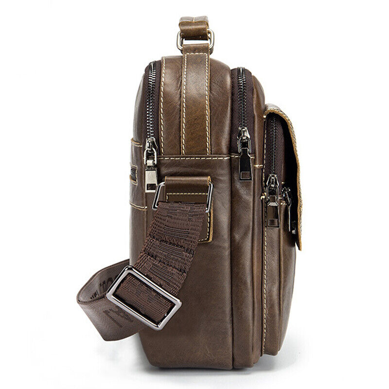 100% Genuine Leather Men's Sling Shoulder Messenger Bags 11" Handbags Cross Body