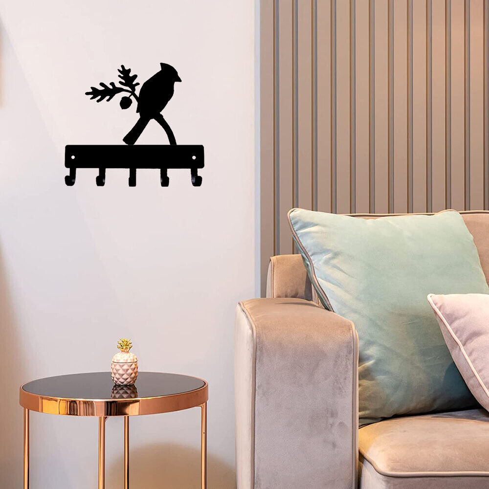 Cardinal Bird Key Rack Hanger - 6 Inch Wide/9 Inch Wide Metal Wall Art
