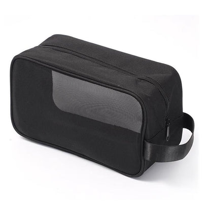 Black Nylon Mesh Toiletry Pouch Large Cosmetic Bags Makeup Organizer Traveling