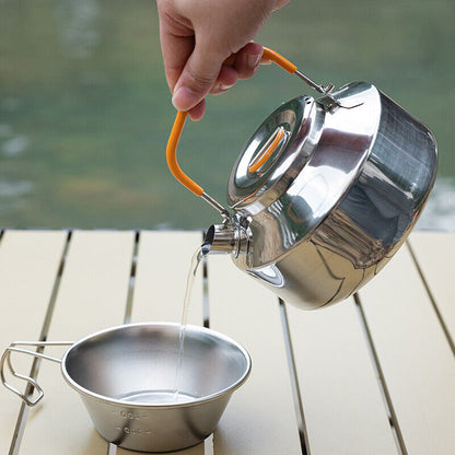Outdoor Camping Stainless Steel Teapot Coffee Pot Portable Household Hot Kettle