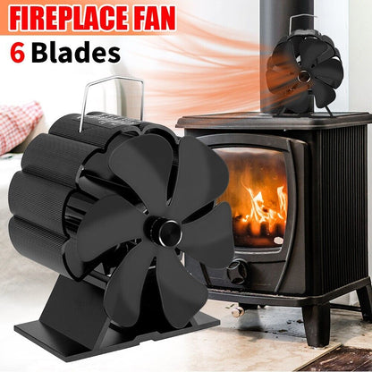 6 Blades Fireplace Stove Fan Heat Cocoon Self-Powered Wood Top Burner Eco Heater
