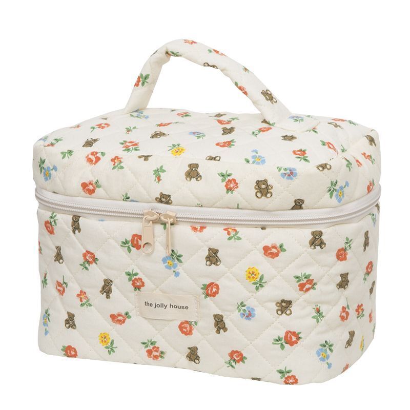 Makeup Bag Zipper Cosmetic Organizer Large Cloth Box Make Up Purse Toiletry Case