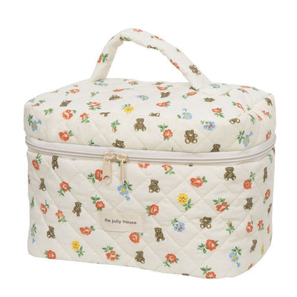 Makeup Bag Zipper Cosmetic Organizer Large Cloth Box Make Up Purse Toiletry Case