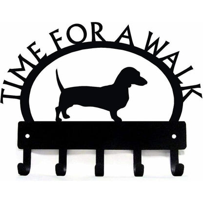 Dachshund Time for A Walk Key Rack Wall Mounted Hook Up Hanger Artwork Shape