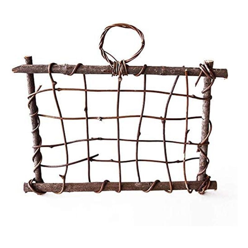 Air Plant Frame Rustic Rattan Holder Wall Hanging Planter For Home Decor 30x25cm