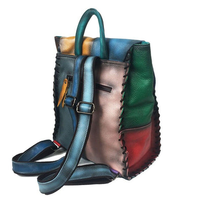 Top Cow Leather Women's Backpack, New Desinger Colorful Bag Travel Rucksack Bag